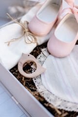 Kız Bebek Hediye Seti - Yenidoğan Hediyesi - Bej Pembe Çizgili