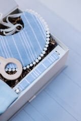 Erkek Bebek Hediye Seti - Yenidoğan Hediyesi - Mavi Çizgili