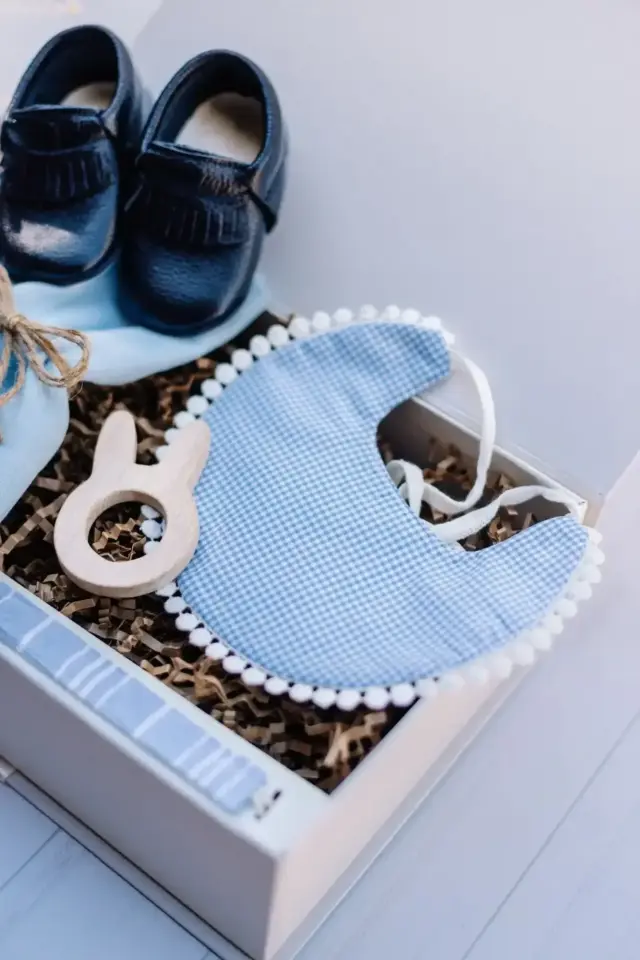 Erkek Bebek Hediye Seti - Yenidoğan Hediyesi - Mavi Pötikare