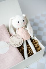Kız Bebek Amigurumi Tavşan Hediye Seti-Somon