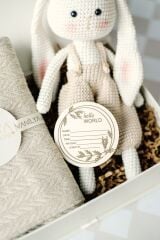 Erkek Bebek Amigurumi Tavşan Hediye Seti-Bej