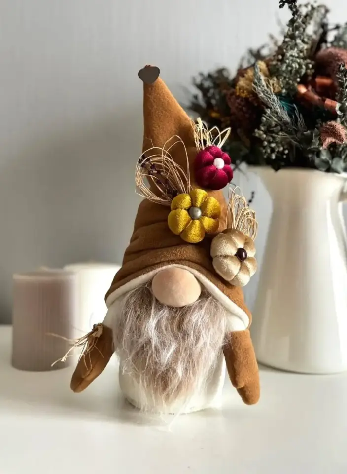 Dekoratif Şans Cücesi Ev Ofis Dekoru-Pumpkin Boy 35 cm