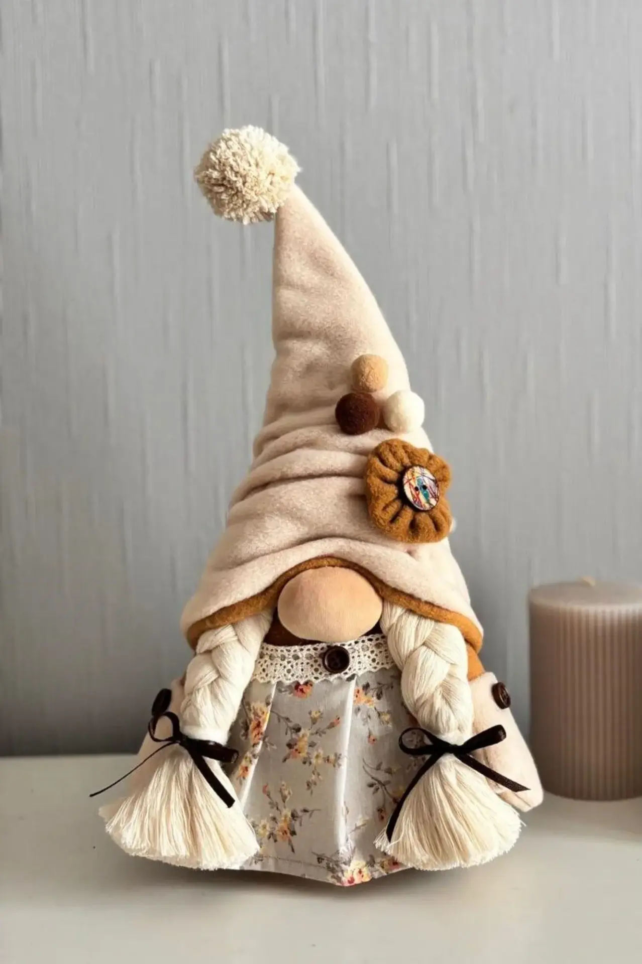 Dekoratif Şans Cücesi Ev Ofis Dekoru-Floral Girl 35 cm