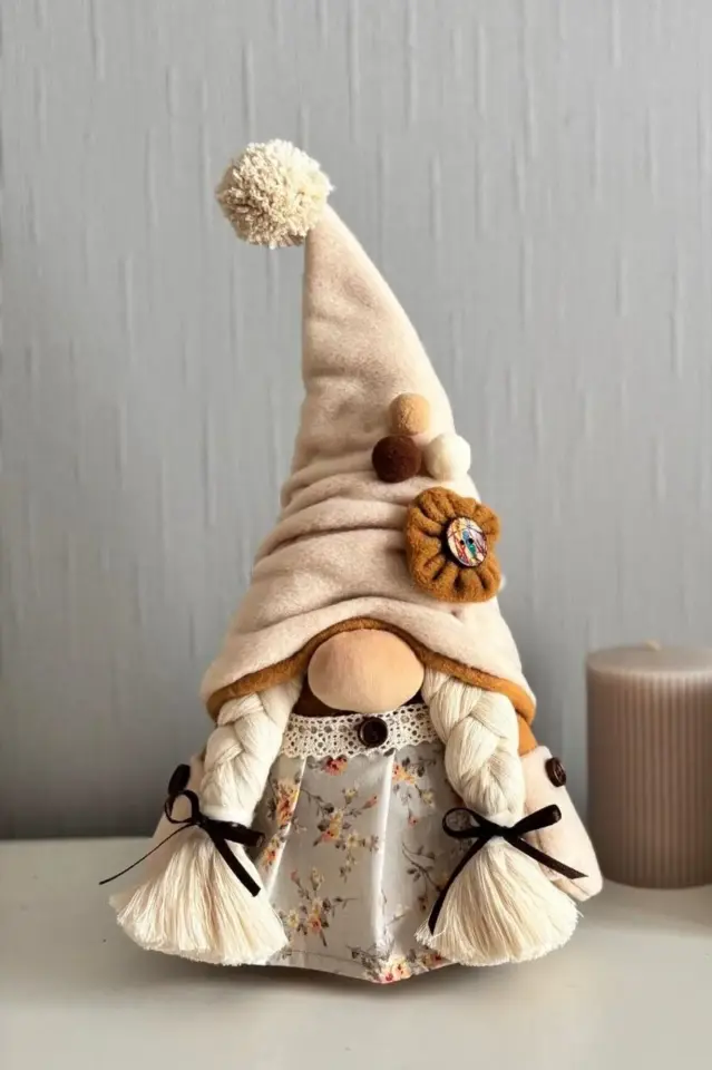 Dekoratif Şans Cücesi Ev Ofis Dekoru-Floral Girl 35 cm