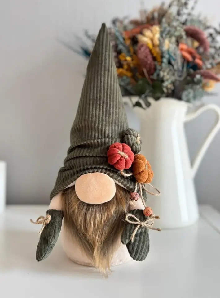 Dekoratif Şans Cücesi Ev Ofis Dekoru-Velvet Boy Yeşil 35 cm