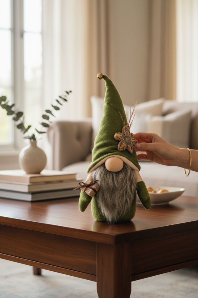 Dekoratif Şans Cücesi Ev Ofis Dekoru-Spring Boy 35 cm