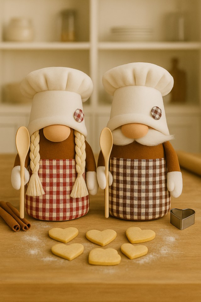 Dekoratif Şans Cücesi Ev Ofis Mutfak Dekoru-Chef Girl Aşçı Cüce 25 cm