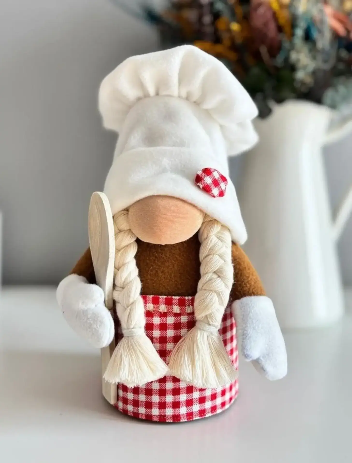 Dekoratif Şans Cücesi Ev Ofis Mutfak Dekoru-Chef Girl 25 cm