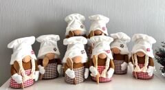 Dekoratif Şans Cücesi Ev Ofis Mutfak Dekoru-Chef Girl 25 cm