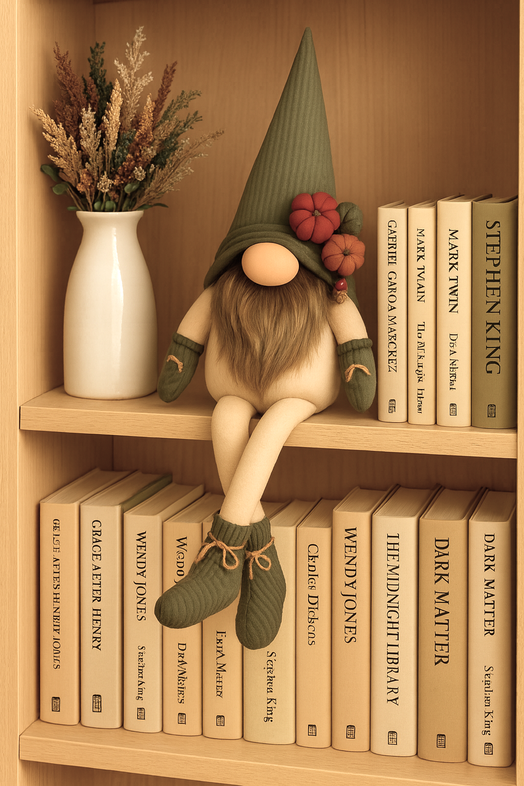 Dekoratif Şans Cücesi Kitap Tutucu Dekor-Velvet Maxi Boy Yeşil 60 cm