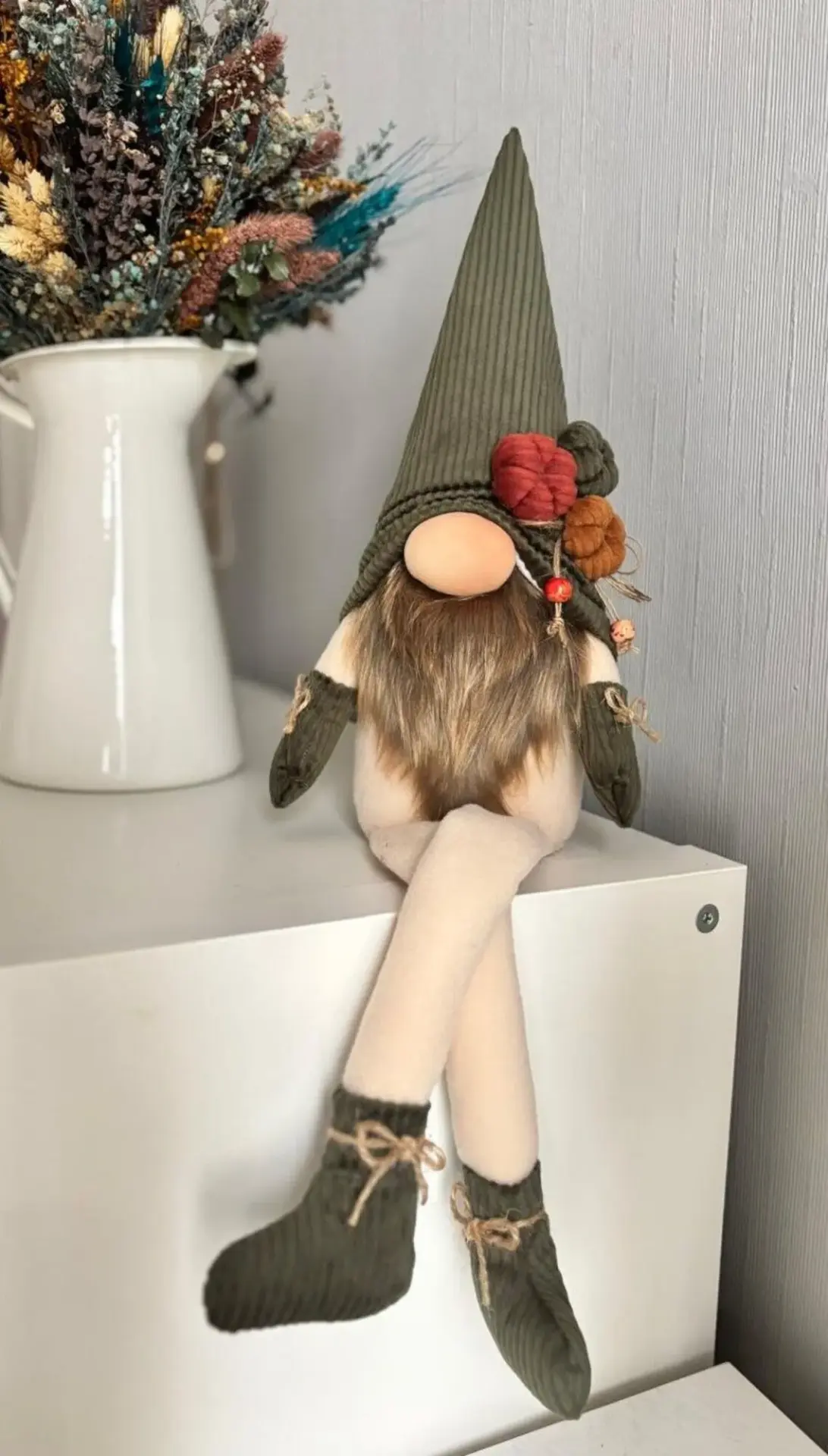 Dekoratif Şans Cücesi Kitap Tutucu Dekor-Velvet Maxi Boy Yeşil 60 cm