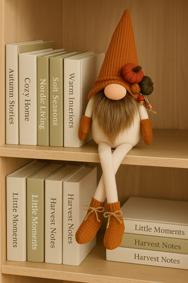 Dekoratif Şans Cücesi Kitap Tutucu Dekor-Velvet Maxi Boy Kiremit 60 cm