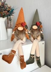 Dekoratif Şans Cücesi Kitap Tutucu Dekor-Velvet Maxi Boy Kiremit 60 cm