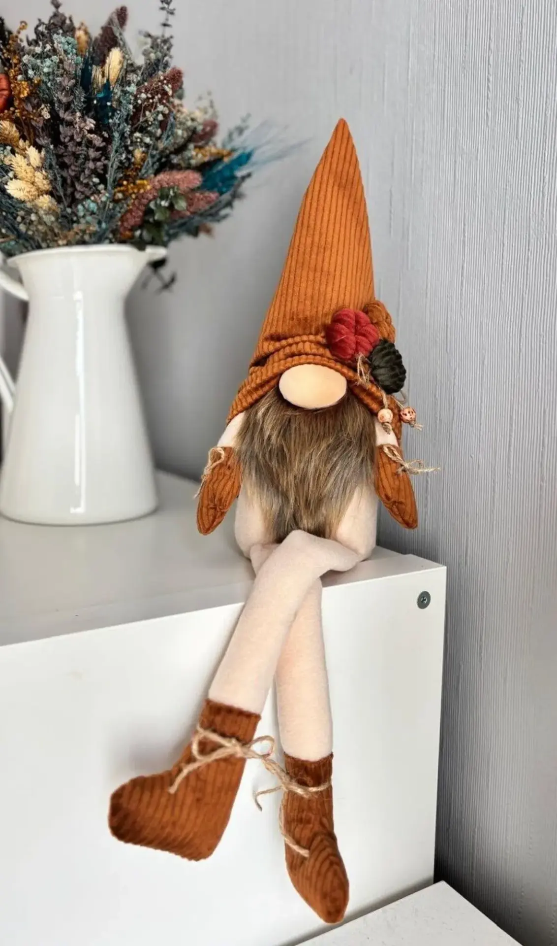 Dekoratif Şans Cücesi Kitap Tutucu Dekor-Velvet Maxi Boy Kiremit 60 cm