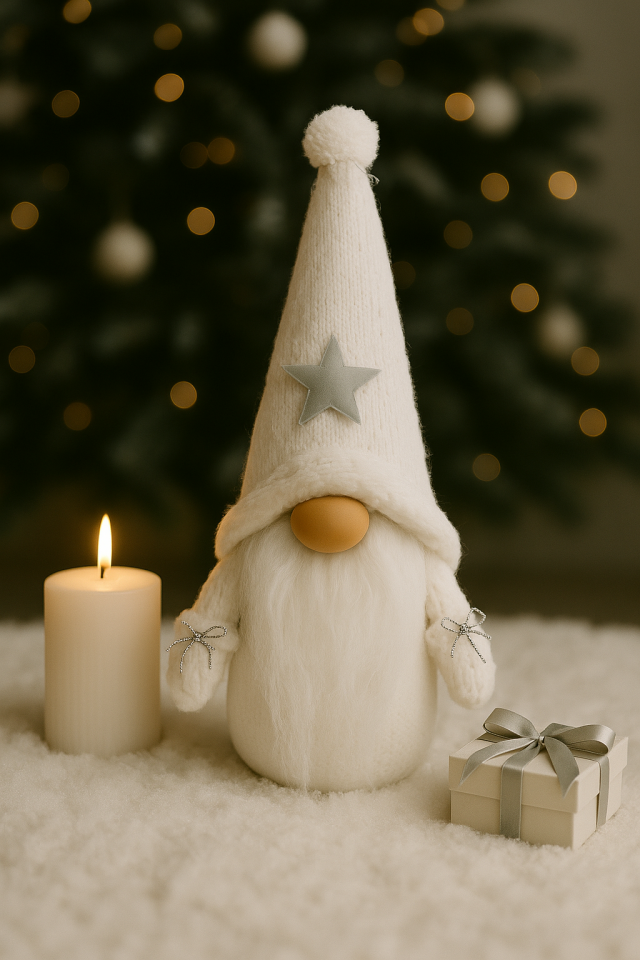 Dekoratif Şans Cücesi Ev Ofis Şömine Dekoru-Winter Boy 35 cm