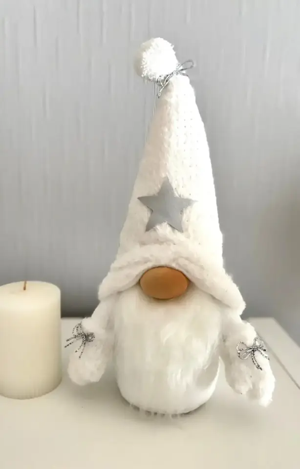 Dekoratif Şans Cücesi Ev Ofis Şömine Dekoru-Winter Boy 35 cm