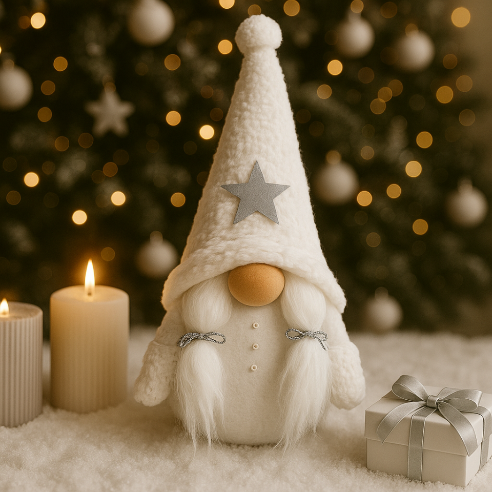 Dekoratif Şans Cücesi Ev Ofis Şömine Dekoru-Winter Girl 35 cm