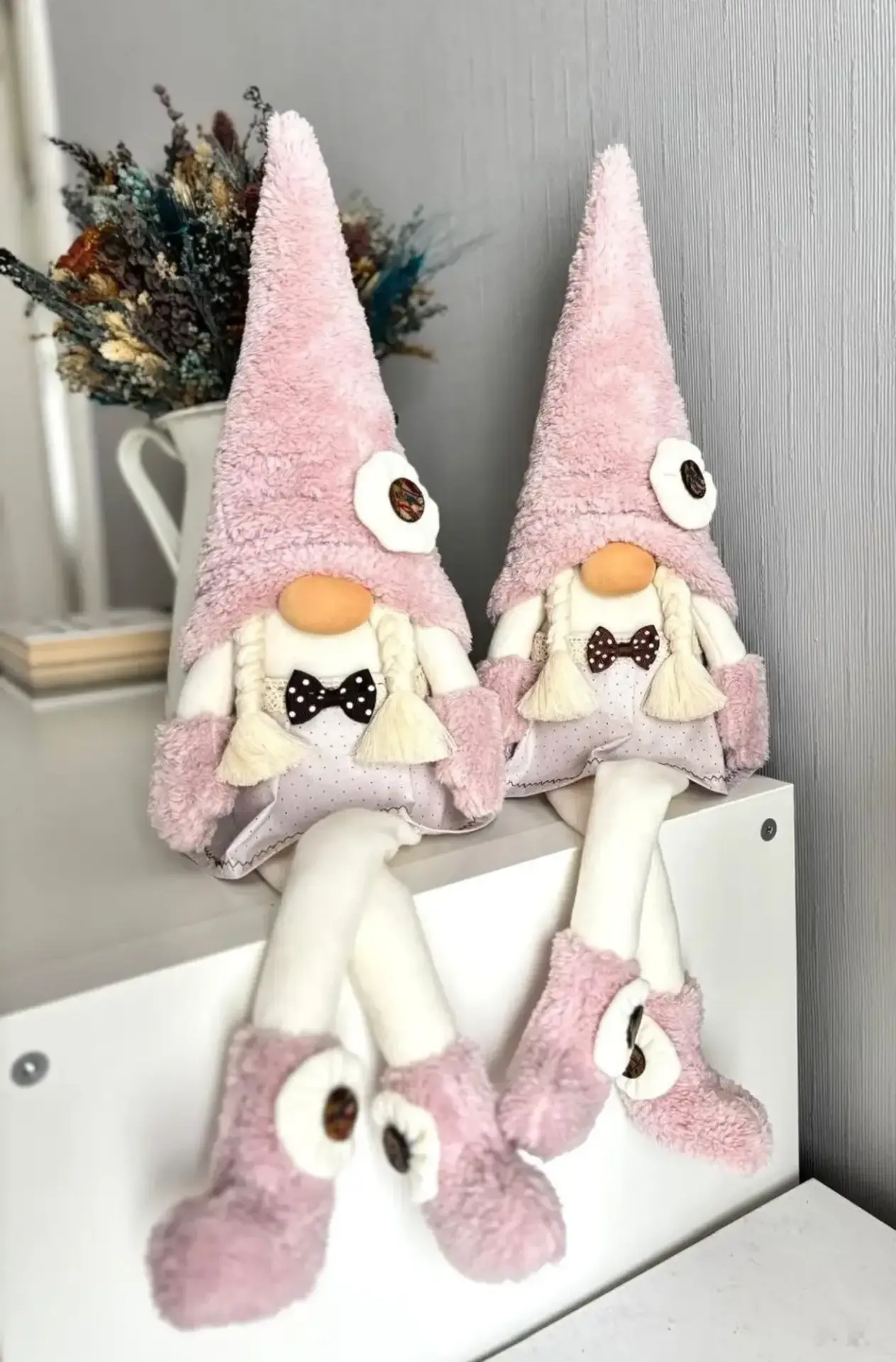 Dekoratif Şans Cücesi Ev Ofis Bebek Odası Dekoru-Baby Pink Girl 60 cm