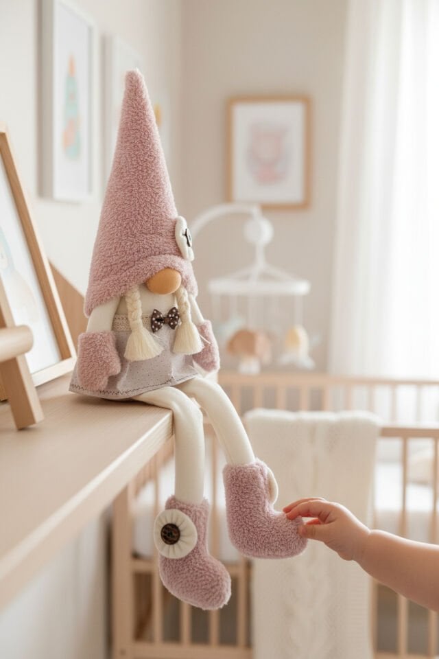 Dekoratif Şans Cücesi Ev Ofis Bebek Odası Dekoru-Baby Pink Girl 60 cm