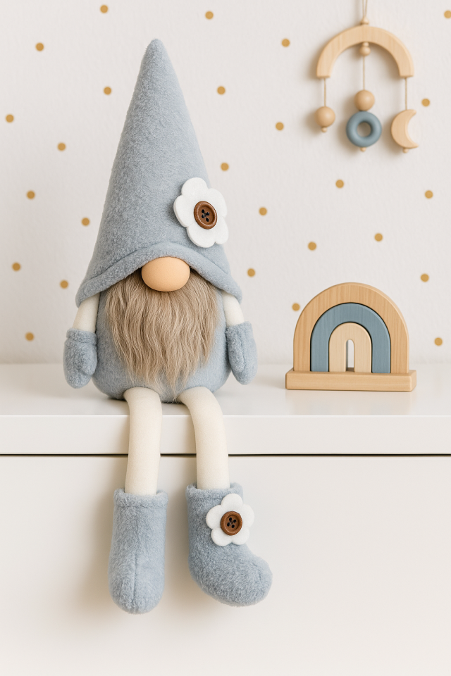 Dekoratif Şans Cücesi Ev Ofis Bebek Odası  Dekoru-Baby Blue Boy 60 cm