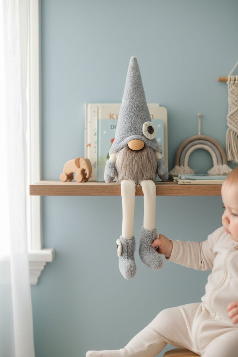 Dekoratif Şans Cücesi Ev Ofis Bebek Odası  Dekoru-Baby Blue Boy 60 cm