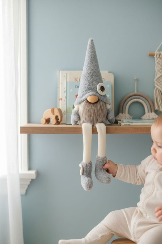 Dekoratif Şans Cücesi Ev Ofis Bebek Odası  Dekoru-Baby Blue Boy 60 cm