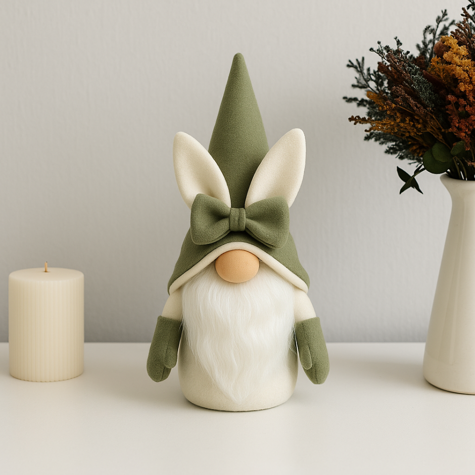 Dekoratif Şans Cücesi Ev Ofis Bebek Odası Dekoru-Rabbit Boy Yeşil 35 cm