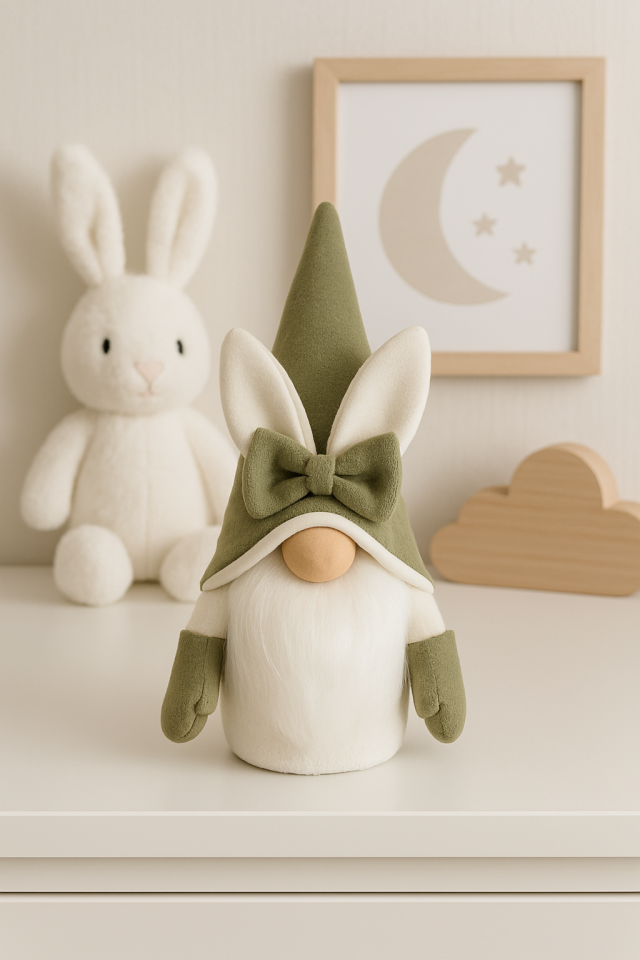 Dekoratif Şans Cücesi Ev Ofis Bebek Odası Dekoru-Rabbit Yeşil 35 cm