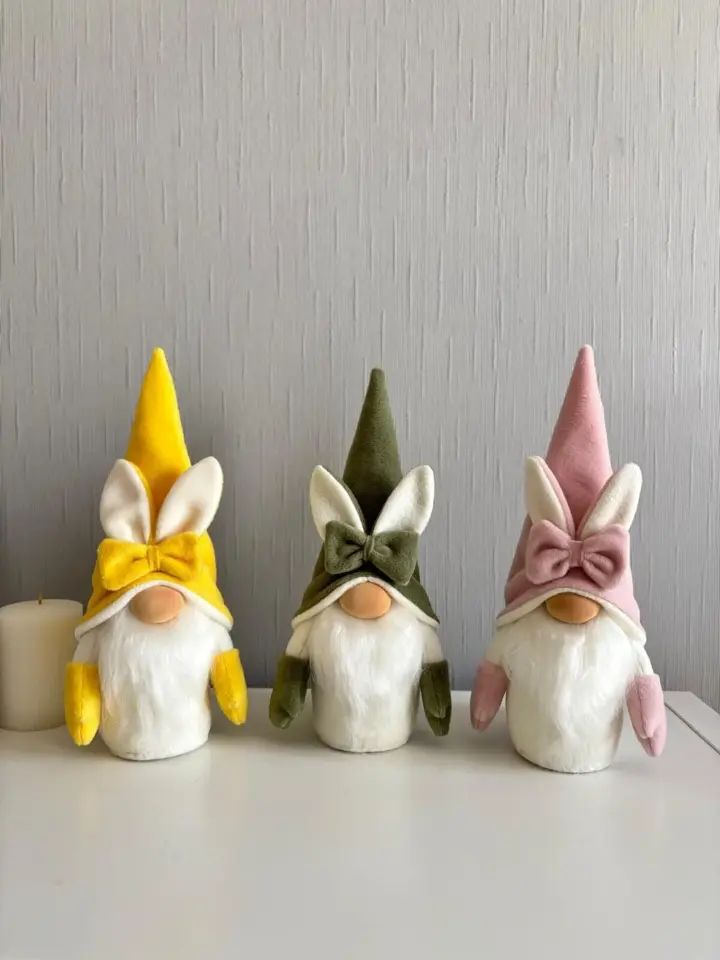 Dekoratif Şans Cücesi Ev Ofis Bebek Odası Dekoru-Rabbit Boy Yeşil 35 cm