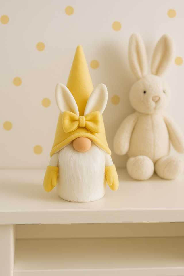 Dekoratif Şans Cücesi Ev Ofis Bebek Odası Dekoru-Rabbit Boy Sarı 35 cm