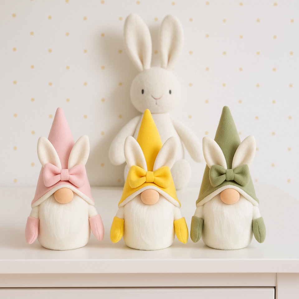 Dekoratif Şans Cücesi Ev Ofis Bebek Odası Dekoru-Rabbit Sarı 35 cm