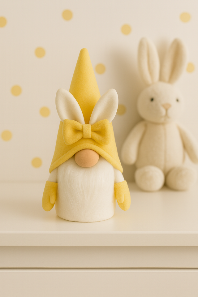 Dekoratif Şans Cücesi Ev Ofis Bebek Odası Dekoru-Rabbit Sarı 35 cm