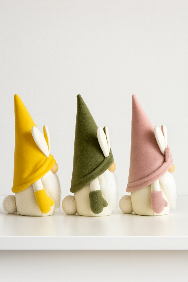 Dekoratif Şans Cücesi Ev Ofis Bebek Odası Dekoru-Rabbit Pudra 35 cm