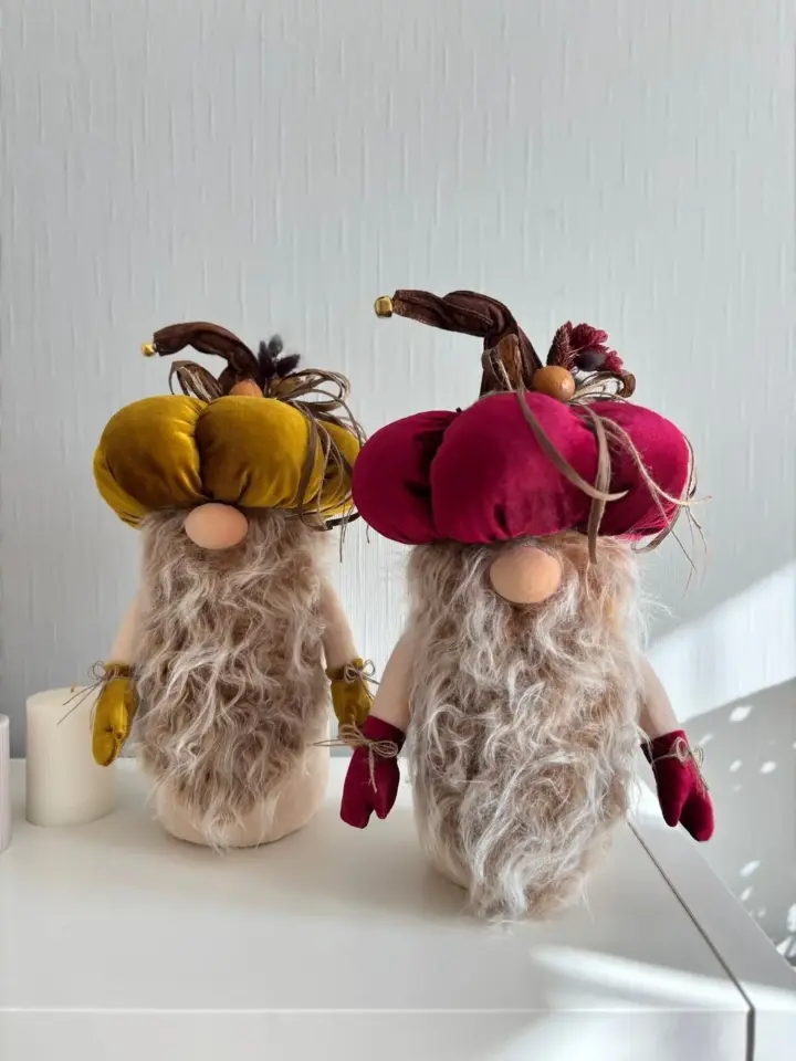 Dekoratif Şans Cücesi Kitap Tutucu Ev Ofis Salon Dekoru-Pumpkin Head Vişne 50 cm