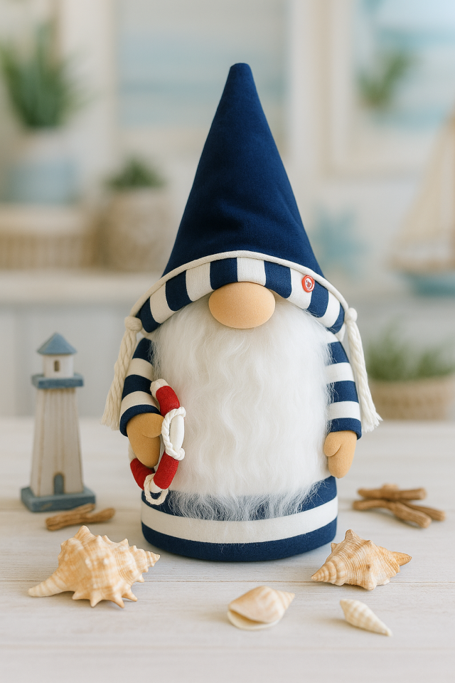 Dekoratif Şans Cücesi Kitap Tutucu Ev Ofis Tekne Dekoru-Marine Boy Denizci Cüce 50 cm