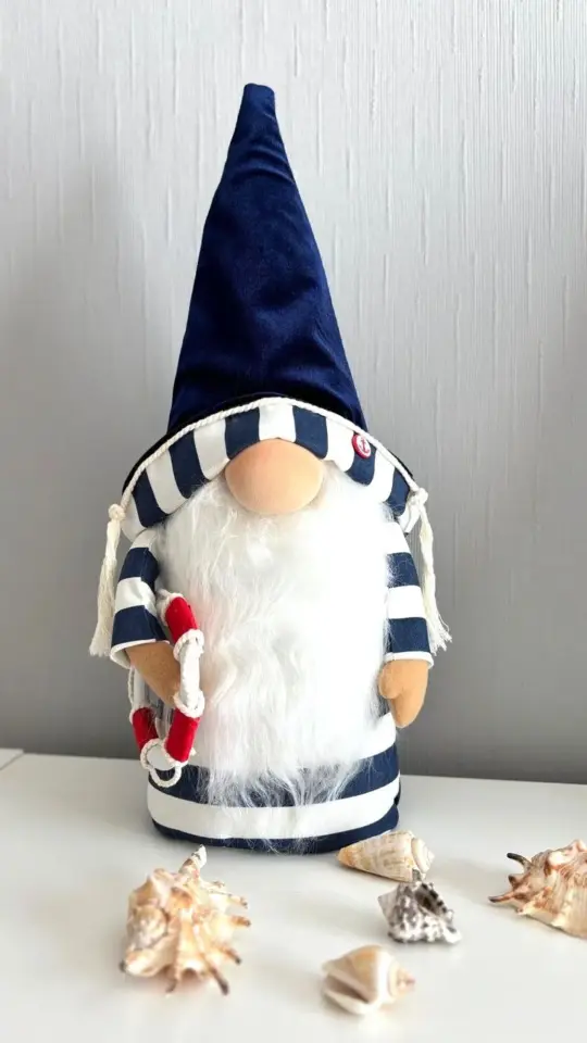 Dekoratif Şans Cücesi Kitap Tutucu Ev Ofis Tekne Dekoru-Marine Boy Denizci Cüce 50 cm