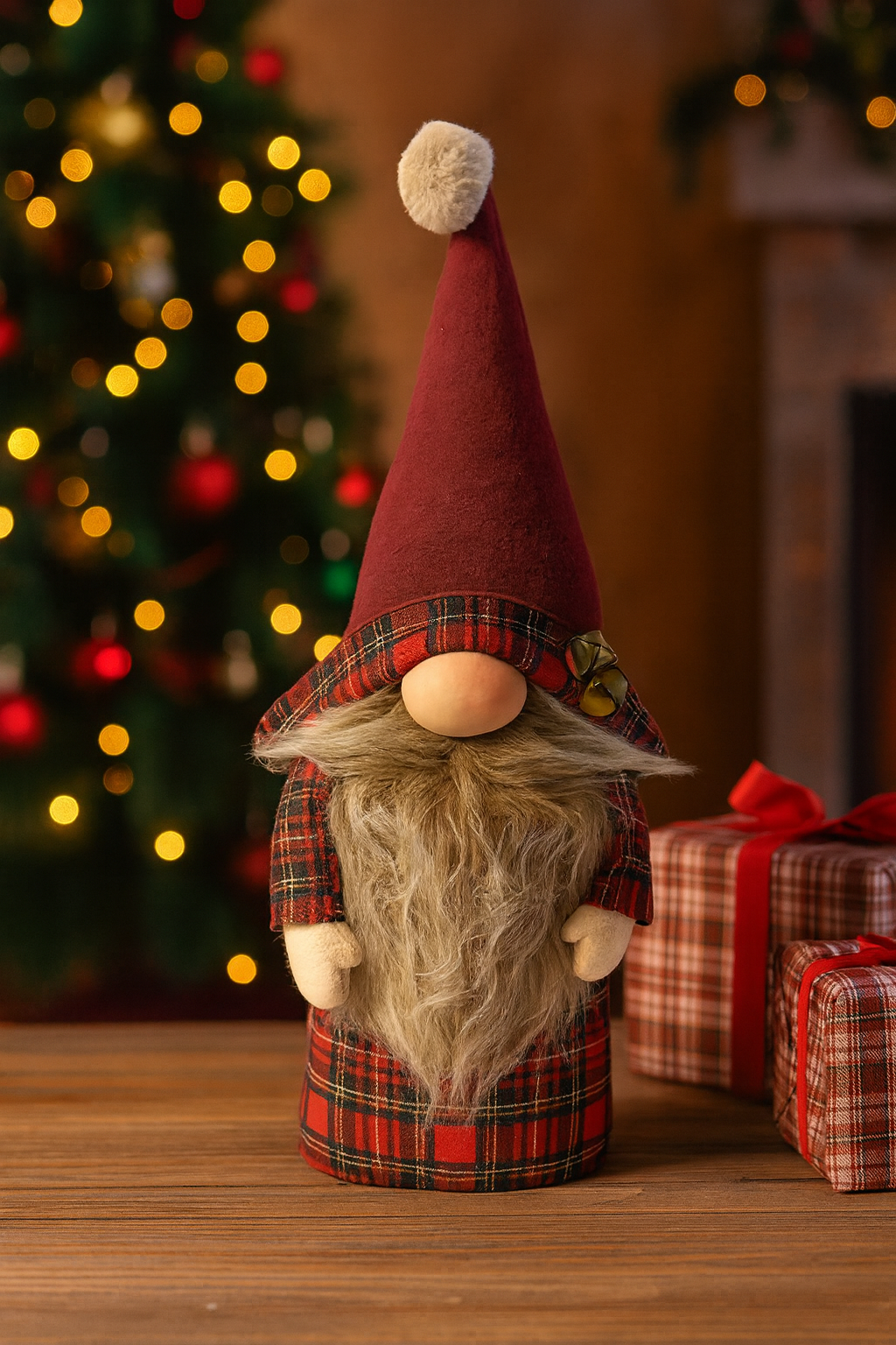 Dekoratif Şans Cücesi Kitap Tutucu Ev Ofis Salon Dekoru-Yılbaşı Cücesi Berry Jolly 35 cm