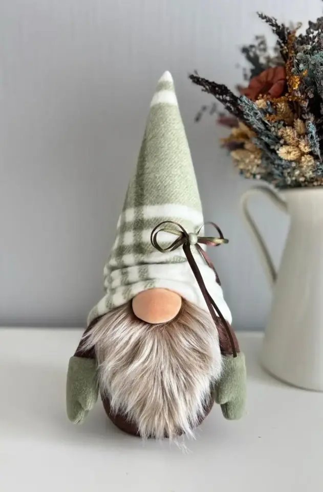 Yılbaşı Cücesi Gingham Boy Yeşil Ekose 35 cm