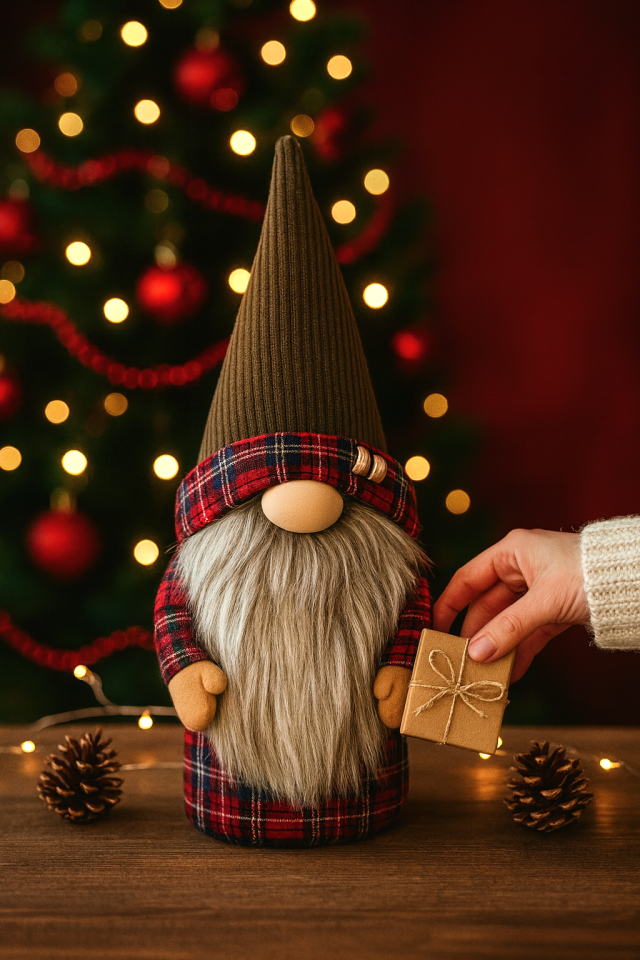 Dekoratif Şans Cücesi Kitap Tutucu Ev Ofis Salon Dekoru-Yılbaşı Cücesi Nordic Pine 55 cm(