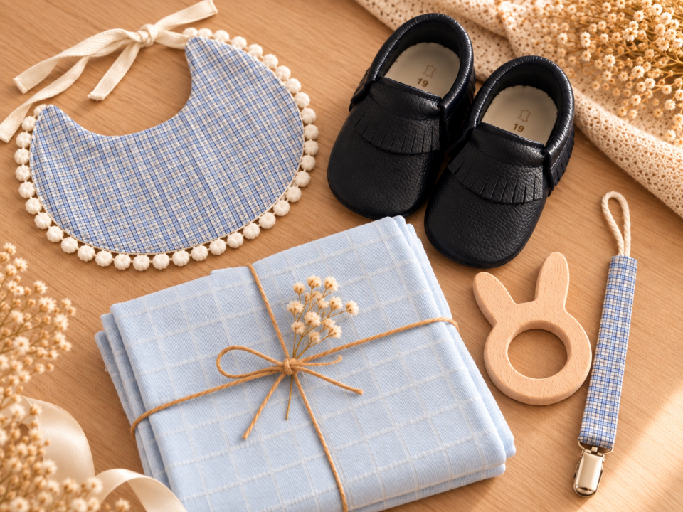 Erkek Bebek Hediye Seti - Blue Gingham